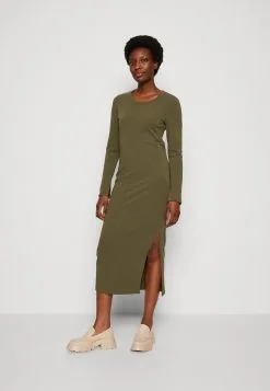 Marc O'Polo DRESS ROUND NECK LONG SLEEVE LEAN AND LONG WITH SLIT - Jerseykjoler