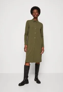Marc O'Polo DRESS LONG SLEEVE COLLAR BUTTON PLACKET - Jerseykjoler